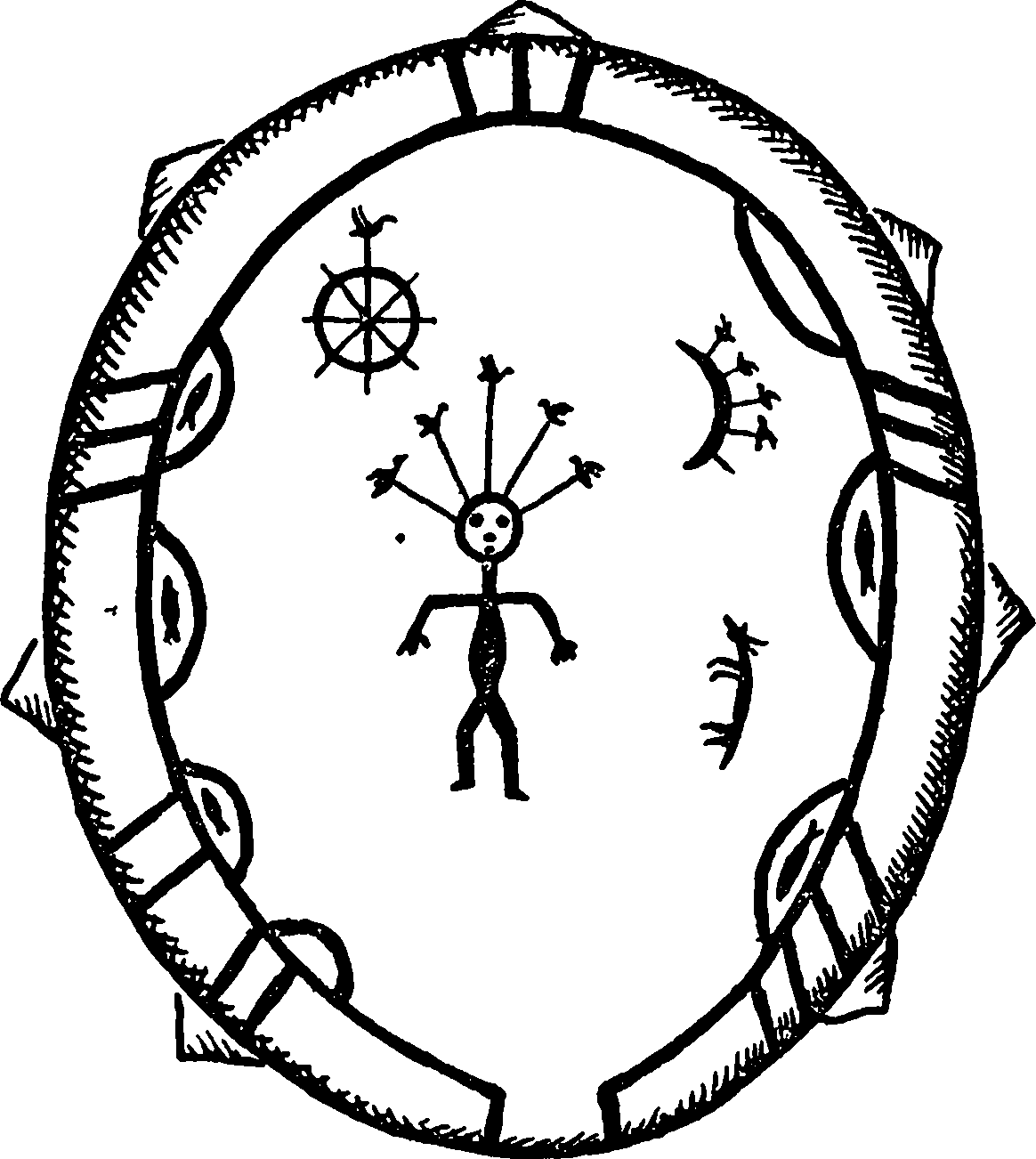 Рисунок вселенной на бубне кетского шамана