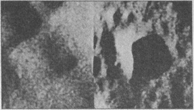 Рис. 28. Примеры прямоугольных депрессий Луны. Снимки станции «Клементина» LHD5713Q.156 (слева) и LHD5650R.072 (справа)