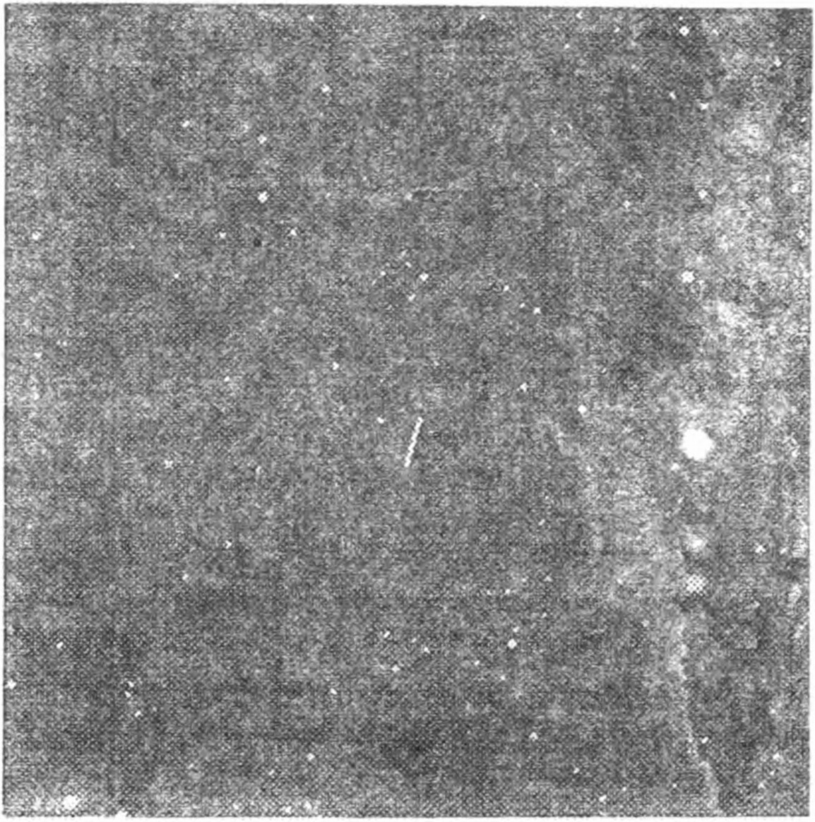 Рис. 67. На фотографии звездного неба астероид благодаря своему движению выходит в виде черточки