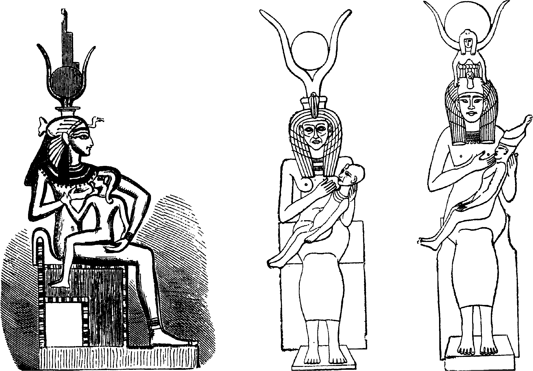Исида, кормящая Хора (последнее изображение — Серкет-Исида, богиня-скорпион)
