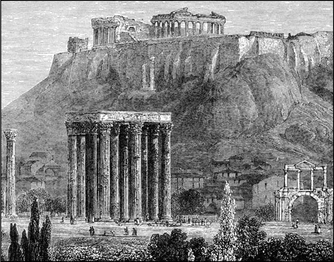 Храм Зевса Олимпийского под Акрополем, Афины, ориентированный на α Овна