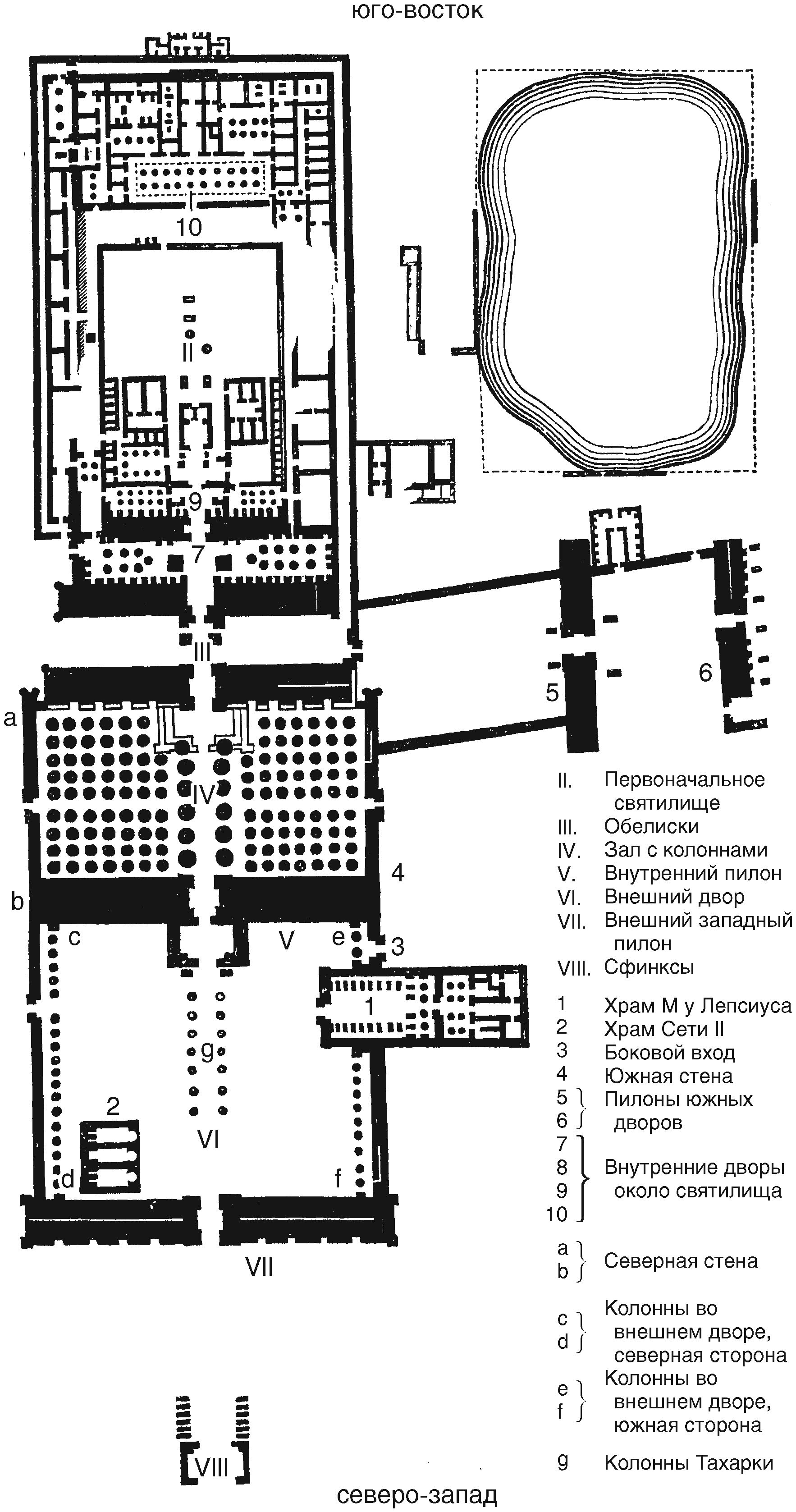 План храма Амона-Ра и прилегающей местности, включая священное озеро