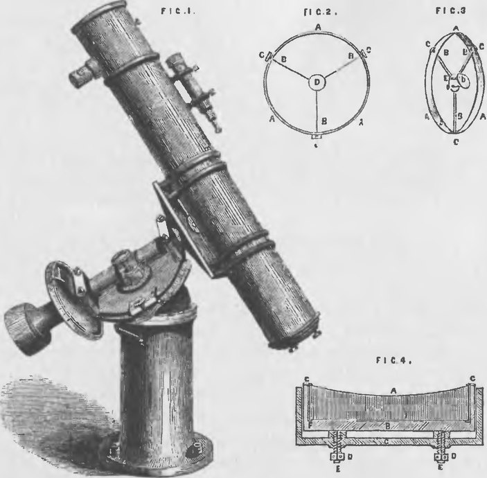 Рис. 3.14. Рефлектор с зеркалом диаметром 6.5 дюймов, изготовленный Дж. Браунингом в 1866 г. Иллюстрация: English Mechanic and Mirror of Science от 25 мая 1866 г