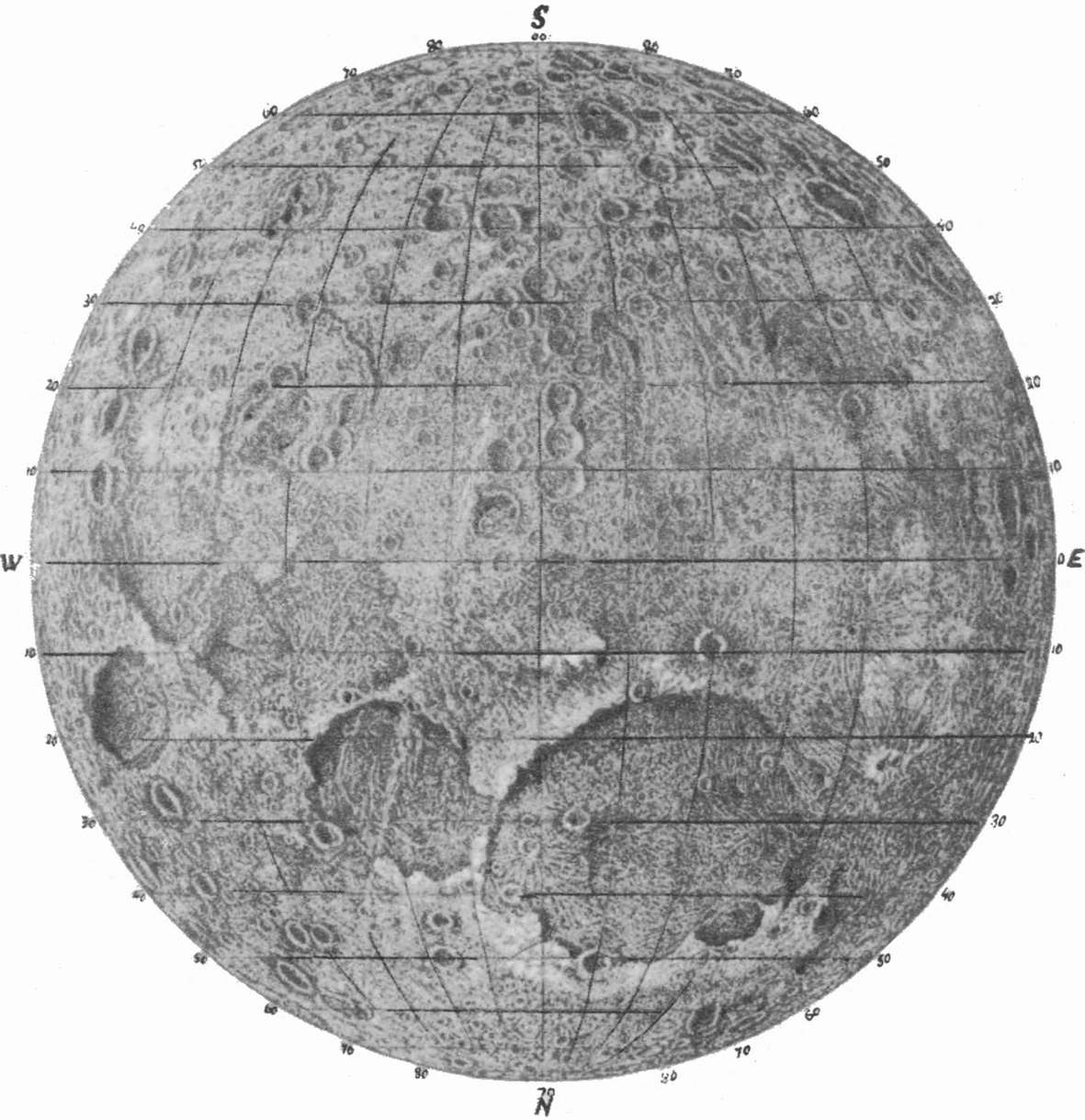 Рельефная карта Луны изображает Луну в перевернутом виде — так, как она видна в телескоп