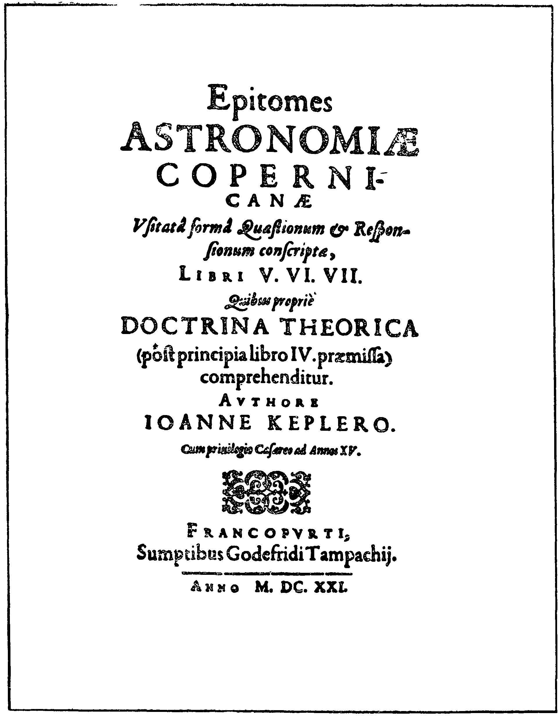 Титульный лист из книги Кеплера «Очерки коперниканской астрономии» (1621)