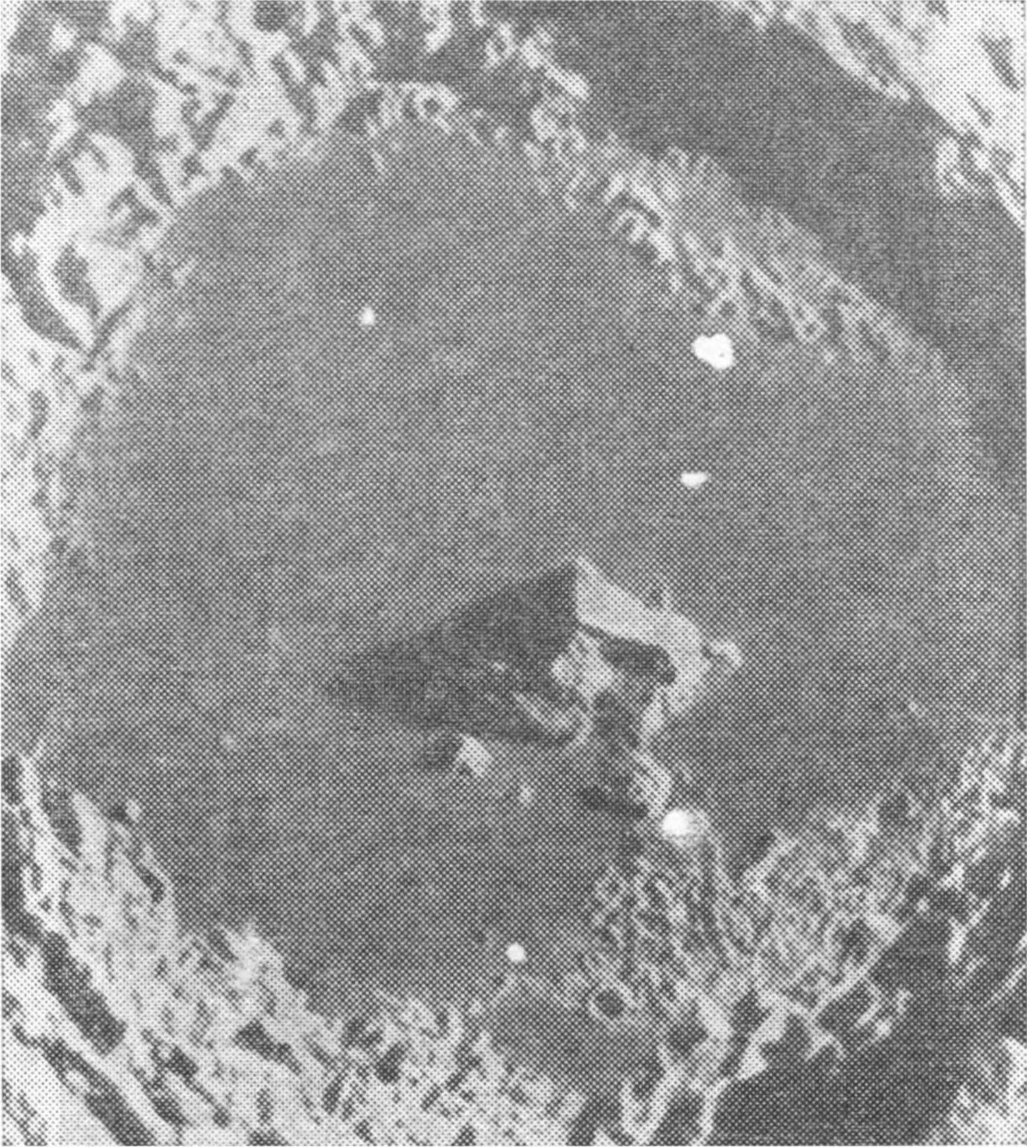 Рис. 19. Метеоритный кратер на поверхности Луны