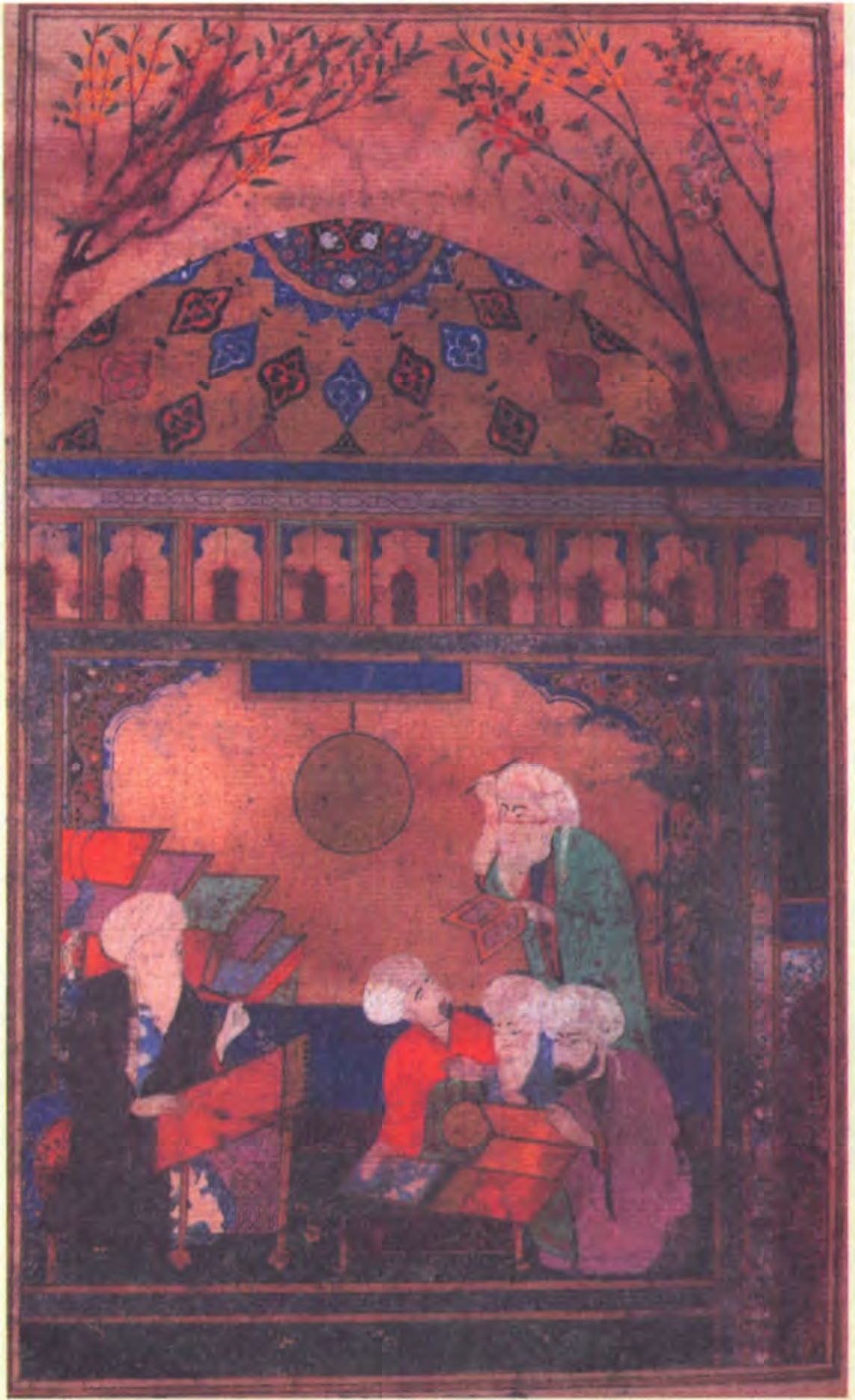 Великий Персидский астроном и астролог аль-Туси обучает последователей в обсерватории Марагхи середины тринадцатого века. (Британская Библиотека)